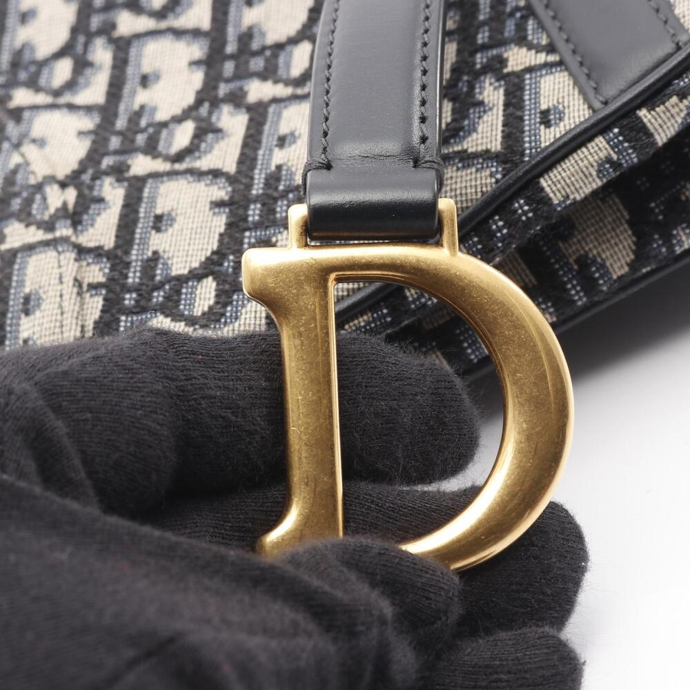Dior Saddle Bag Oblique Jacquard Handbag Canvas Leather Beige Navy Blue Black - Picture 6 of 9